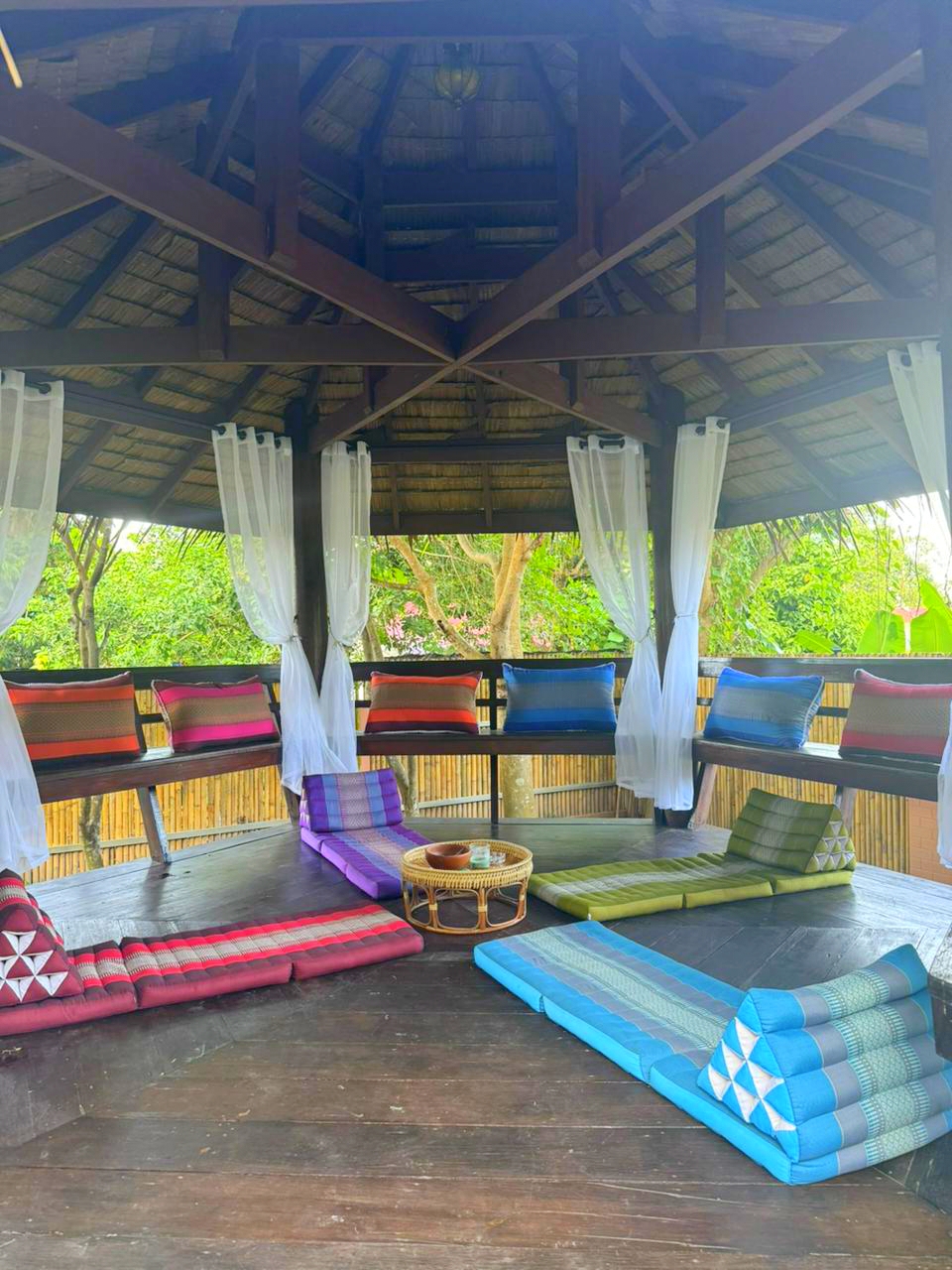 Large open-air Thai sala with floor cushions