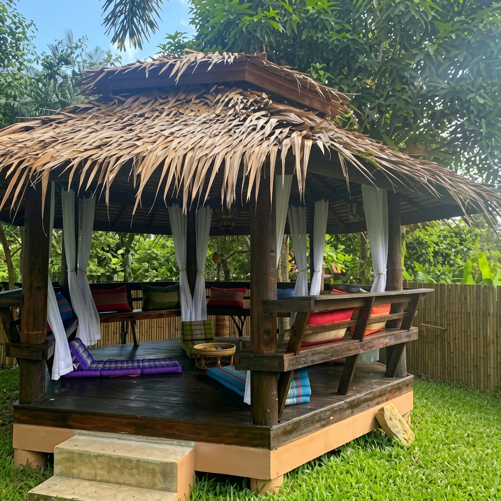 Cozy garden sala for reading and relaxing